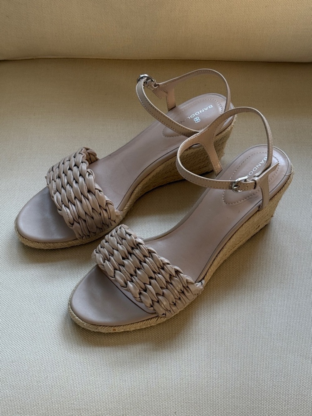 Bandolino Neutral Braided Espadrille Wedge Sandals sz 11